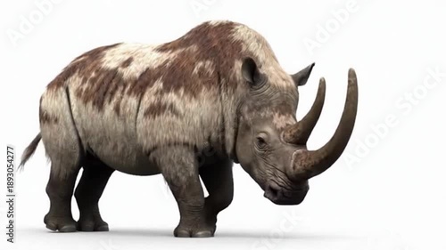 Wooly rhino walking a little