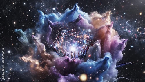 Cosmic Cloudscape - A Vibrant Nebula of Colors in the Vast Universe.