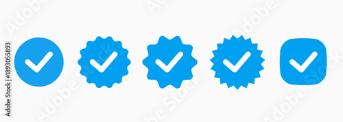 Set Of Blue Checkmarks, Buttons For App And Website