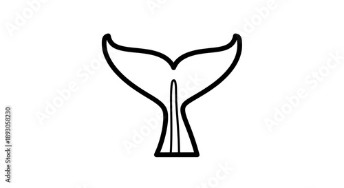 minimalist black white line drawing whale tail silhouette