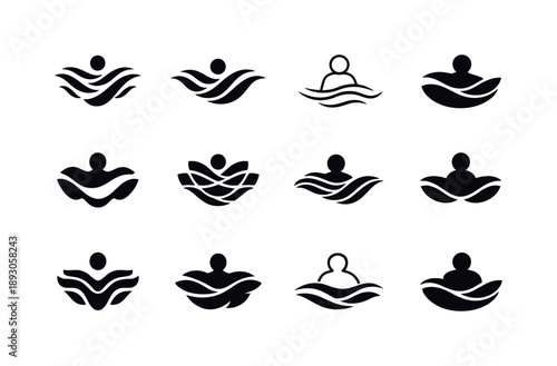 Weightlessness Logo Variations. Weightlessness. Icon set. Set Logo of Weightlessness: gravity-free waves. harmonious logo variations of the same emblematic