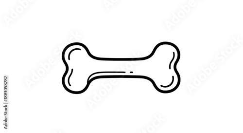 black white line drawing elongated curved dog bone shape