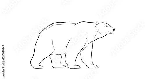 Peaceful polar bear standing with eyes closed in line drawing