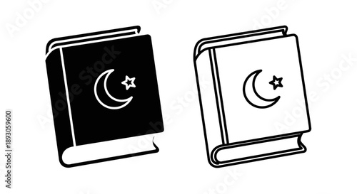 Islamic books quran crescent moon star Vector