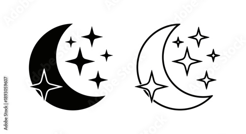 Moon stars night sky illustration Vector