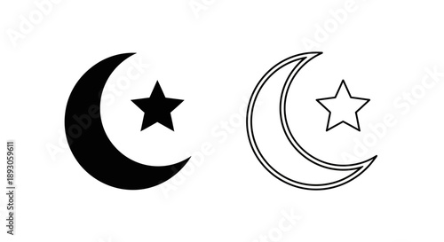 Islamic crescent moon star symbol Vector