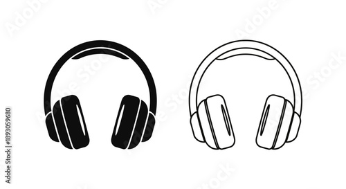 Black and white headphones icon vector illustration Vector