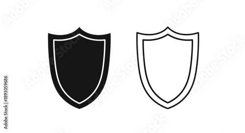 Shield icon vector black white outline symbol Vector