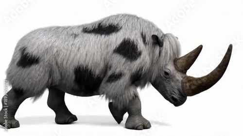 Wooly rhino walking a little