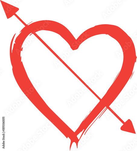 A heart pierced by an arrow on a line vector