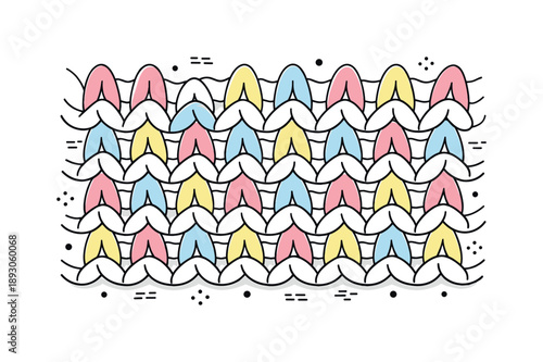 Knit Fabric Texture. Knit fabric texture. Close-up view of soft knitted fabric with repeating loops, calm and tactile textile surface. Feeling of warmth and