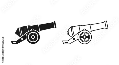 Historical cannon military weapon icon design Vector