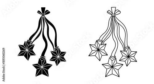 Black and white star ornaments decorative design Vector