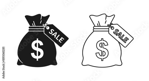 Money bag sale discount finance promotion Vector