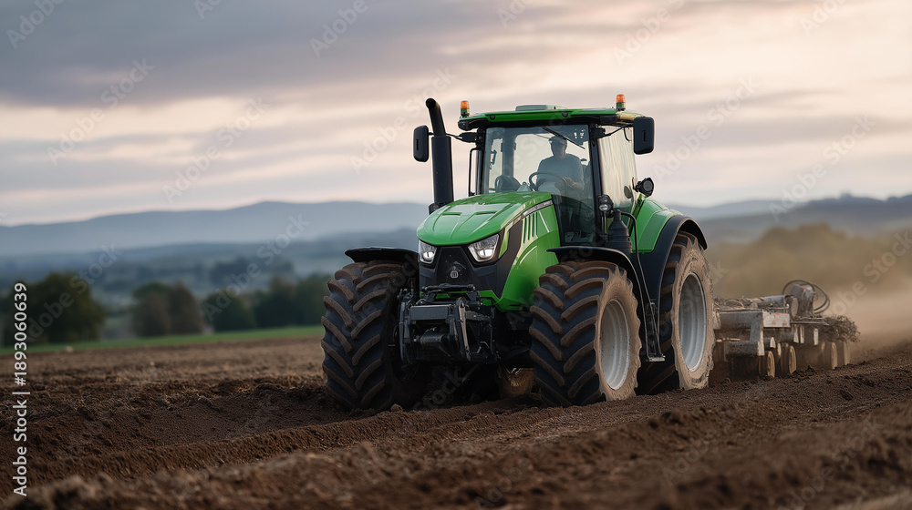 Fototapeta premium With robotic farmers in agriculture, traditional roles on farms evolve as machines take on tasks such as planting, weeding, and harvesting, streamlining operations and allowing human workers to