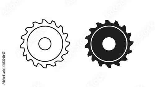 Vector illustration of a sharp industrial circular saw blade icon, on transparent background