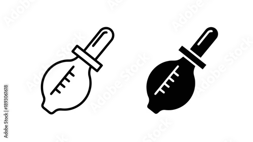 Vector illustration of a medical or lab pipette dropper icon, simple liquid dispenser tool on transparent background