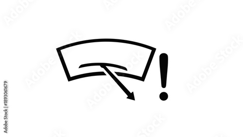 Automotive windshield wiper system warning indicator icon; Vector illustration of, on transparent background