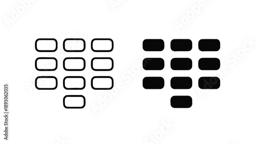 Vector illustration of a minimalist keypad and numeric input interface icon set on transparent background