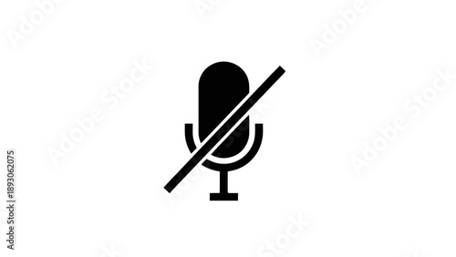 Vector illustration of a microphone mute icon, symbolizing audio off on transparent background