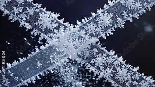 Intricate frost patterns on a surface, showcasing natural beauty and detail.