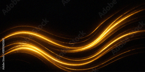 An abstract fractal background features glowing blue waves and flowing light lines in a curved pattern, creating a dynamic energy motion design on a dark backdrop illustration