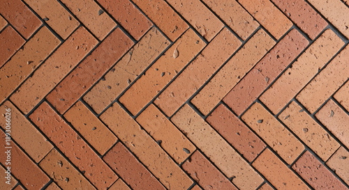 Wallpaper Mural Herringbone arrangement of red brick, creating a textured surface, representing classic design, construction, stability and lasting impression Torontodigital.ca
