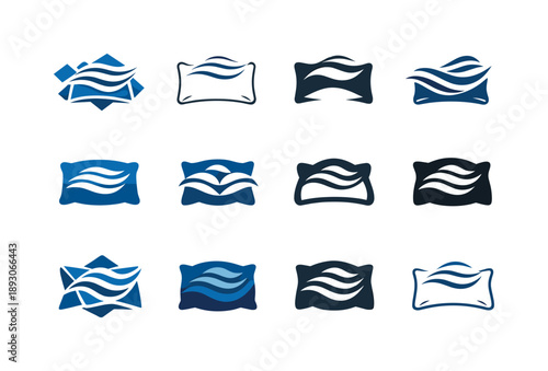 Restorative Sleep Icons. Restorative sleep practices and rituals. Icon set. Set Logo of Restorative sleep practices and rituals: calming breath waves over