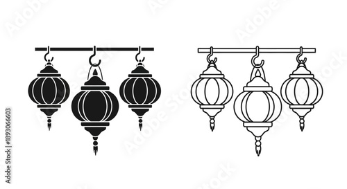 Christmas ornaments hanging decoration set Vector