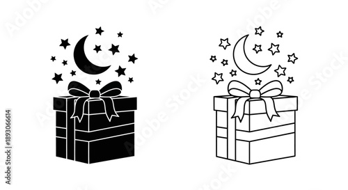 Night sky gift boxes stars moon Vector
