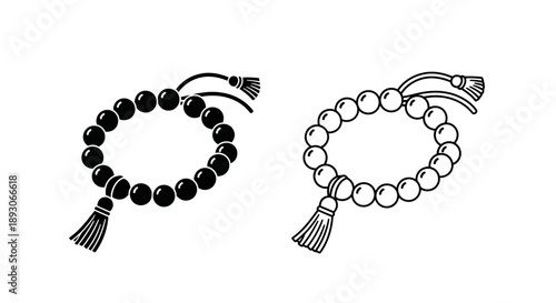 Black beaded bracelet tassel jewelry design Vector