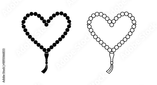 Heart shaped rosary islamic prayer beads Vector