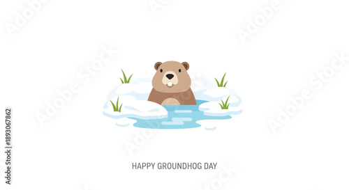 Cartoon Bear Swimming in Water Illustration.