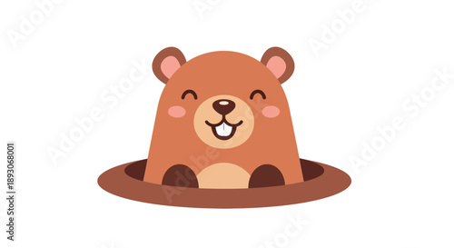 Smiling Cartoon Bear in Hat.
