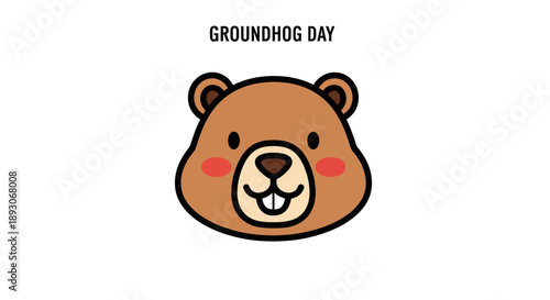 Cartoon Groundhog Face with Cheeks Blushing.