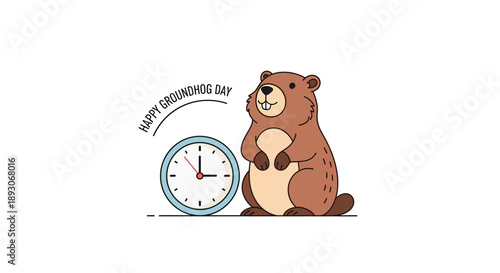 Cartoon Bear Sitting Next to Clock.