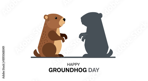 Groundhog Day Celebration with Cartoon Groundhogs.