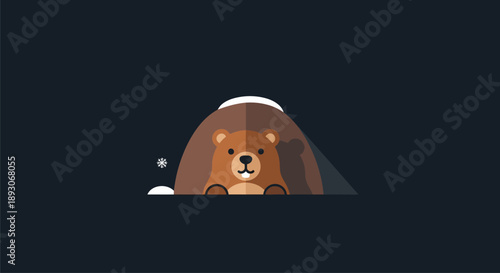 Cartoon Bear Character in Dome Structure.