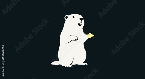 White Bear Standing on Hind Legs.