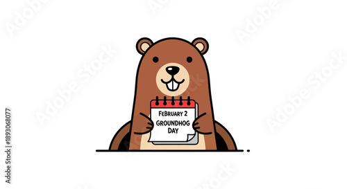 Cartoon Bear Holding Whiteboard with Message.
