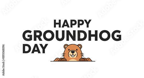 Happy Groundhog Day Cartoon Character Illustration.