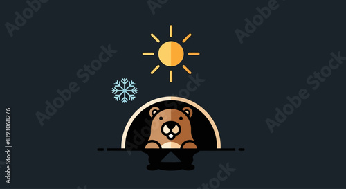 Cartoon Bear Emerging from Dark Background.
