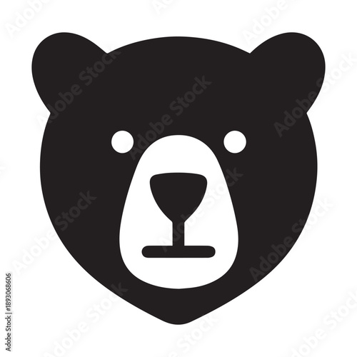 Bear Head Silhouette Icon - Minimalist Grizzly Vector for Wildlife Safety and Logo Design