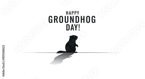 Groundhog silhouette on Groundhog Day banner.
