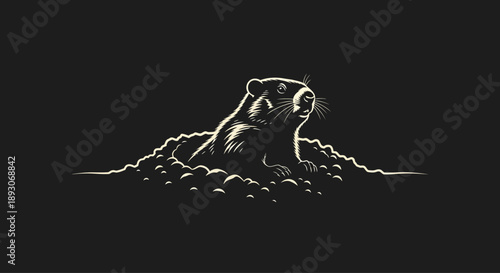 Illustration of Otter Emerging from Water.