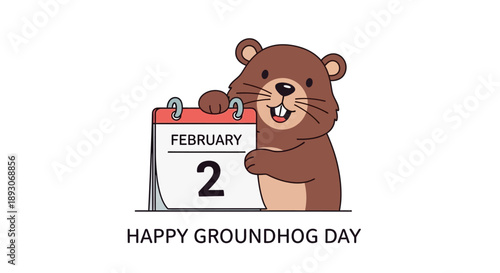 Groundhog holding calendar on Groundhog Day.
