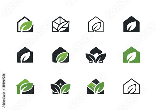 Sustainable Minimalism Icons. Sustainable minimalism. Icon set. Set Logo of Sustainable minimalism: eco lifestyle symbol. harmonious logo variations of the
