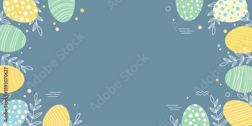 Easter Egg Pattern: An illustration of a whimsical arrangement of colorful Easter eggs and decorative elements creating a cheerful and festive background.