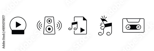 Set of music icon collection. audio sound symbol.