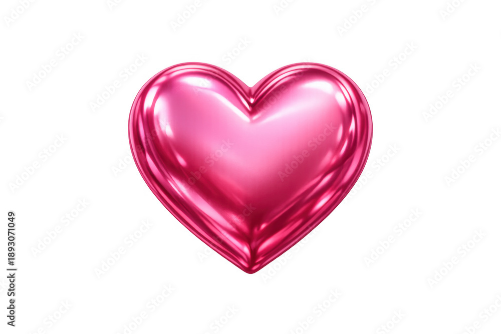 Fototapeta premium Pink heart balloon glossy 3d rendering for valentine's day romance and love concepts transparent background